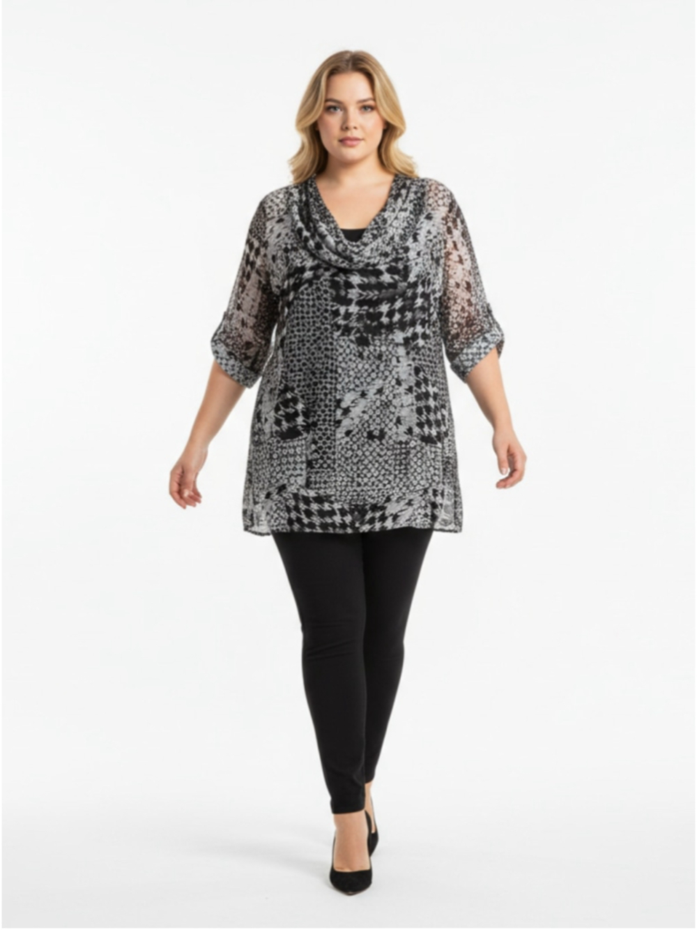 Lane Bryant Black White Houndstooth Tunic Top Dress Plus Size 18/20 NWT